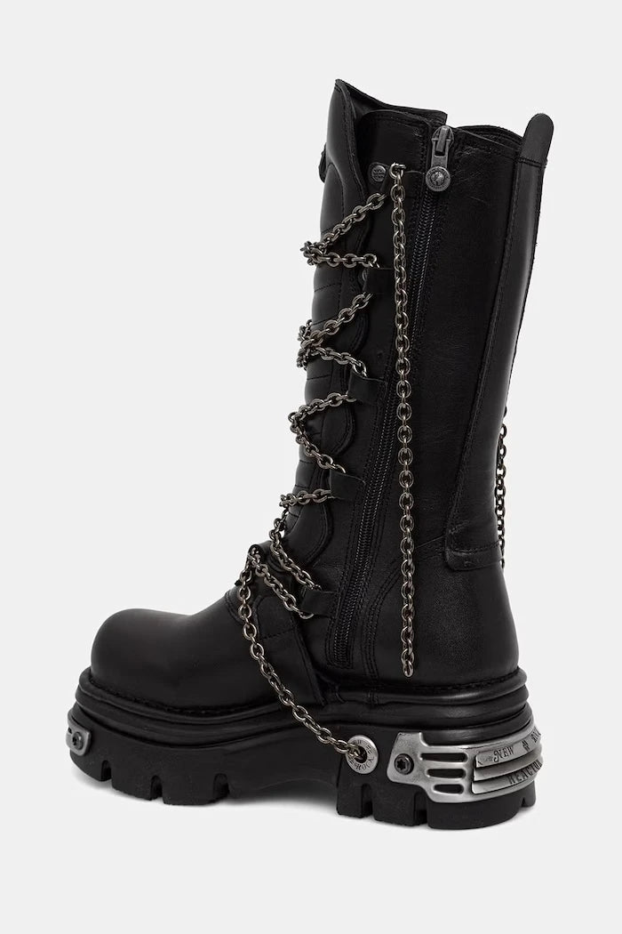 New Rock ITALI NEGRO, REACTOR NEGRO TOBERAS E17 kadın deri botlar