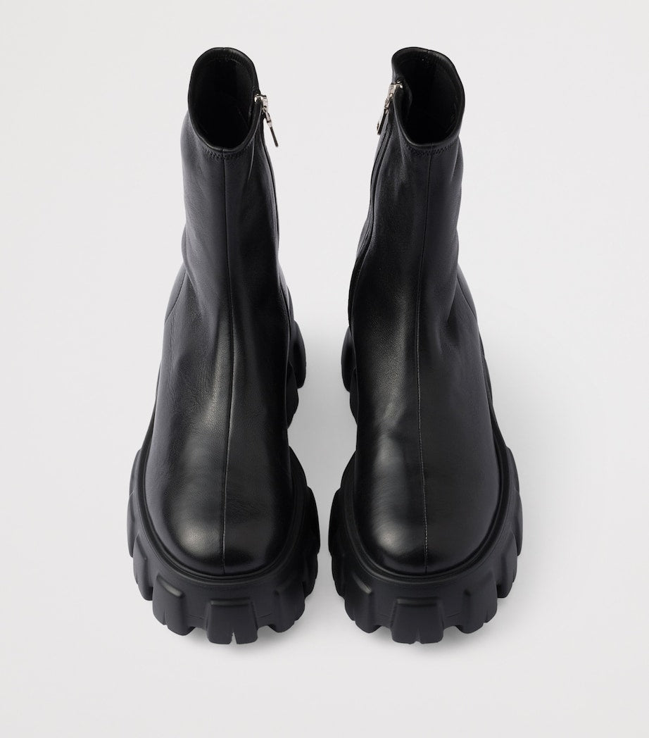 Prada Black Nappa Leather Monolith Ankle Boots