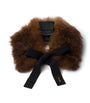 Brown Shearling Logo Collar