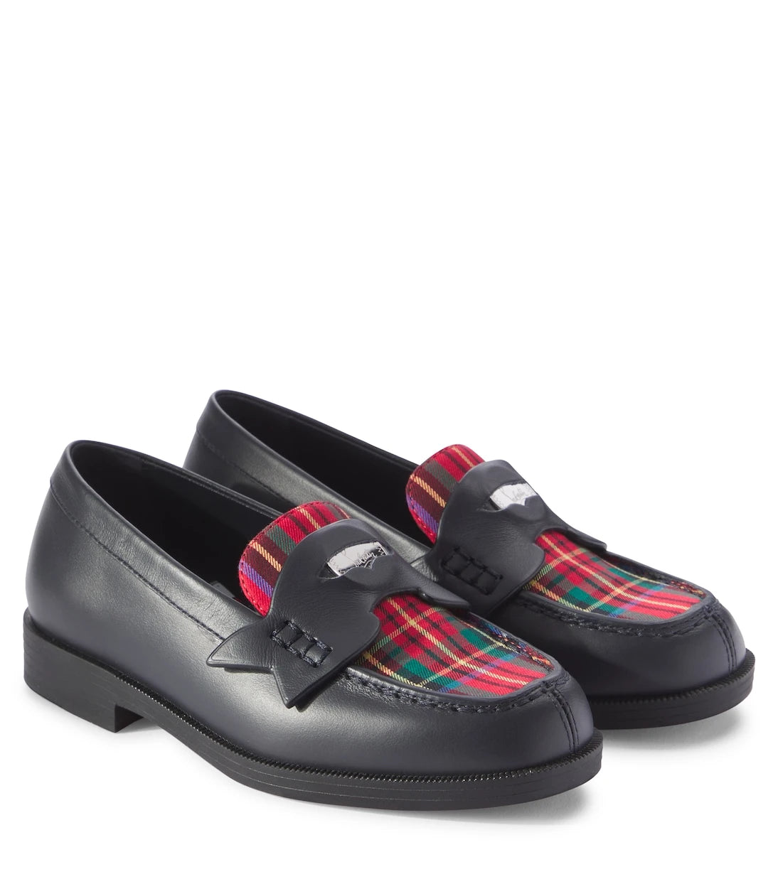 Christian Louboutin Kids - Mini Penny checked leather penny loafers