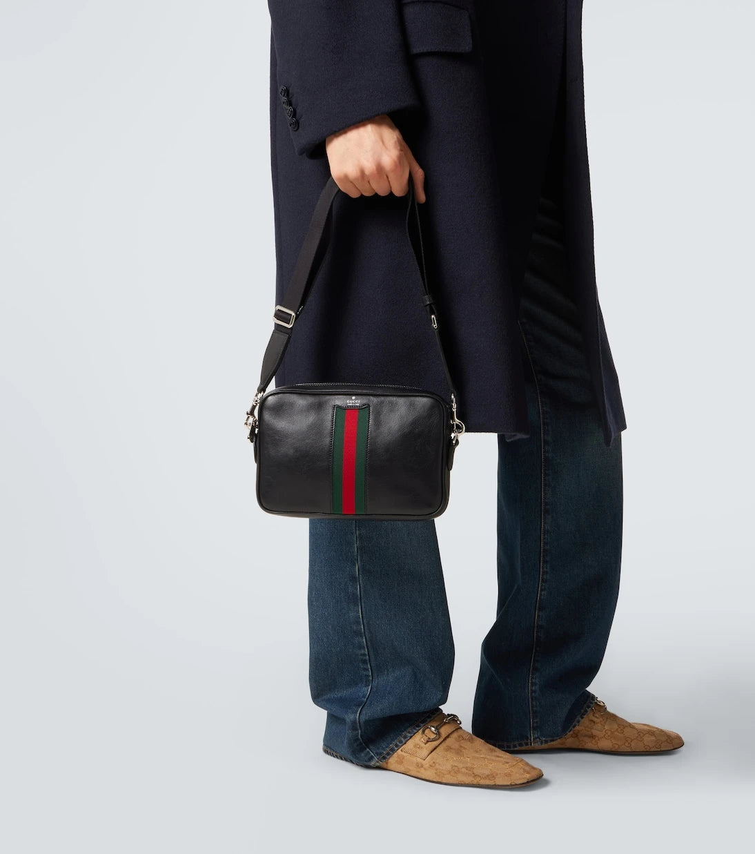 Gucci - Web Trademark Small leather crossbody bag