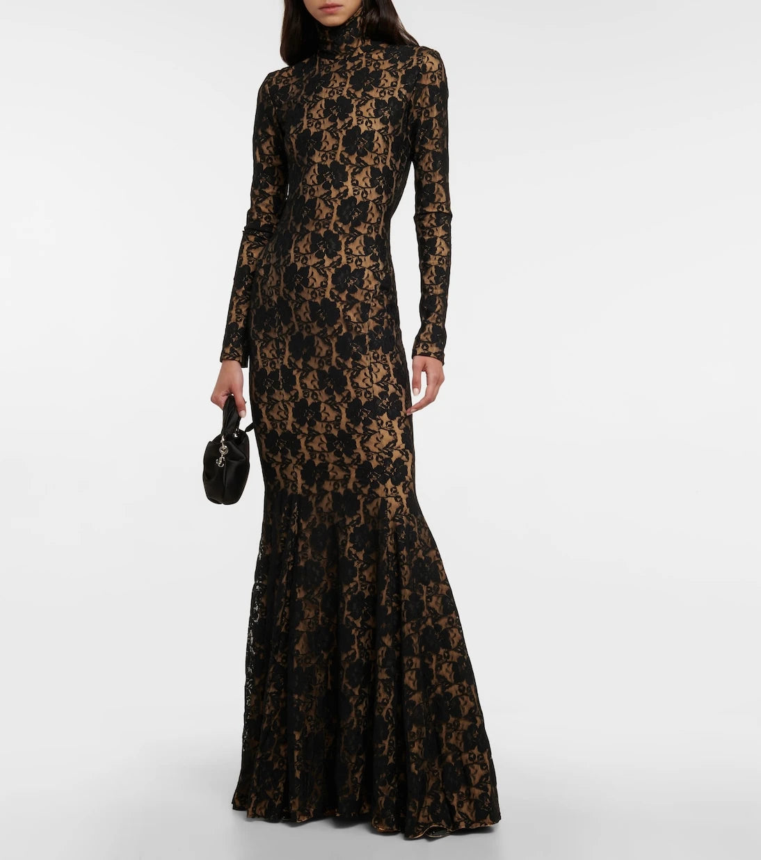 Norma Kamali - Fishtail lace-overlay gown