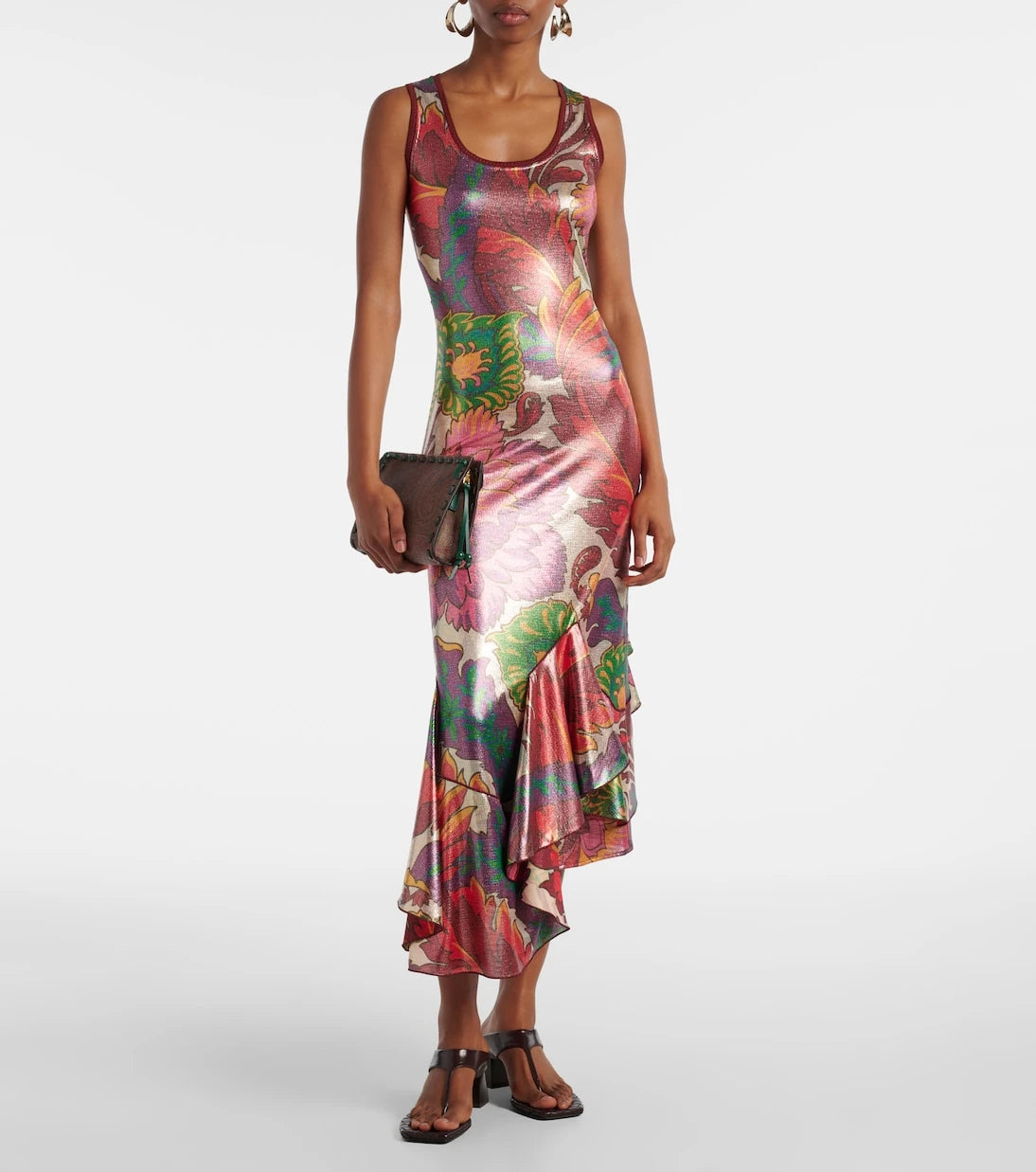 Etro - Printed satin maxi dress