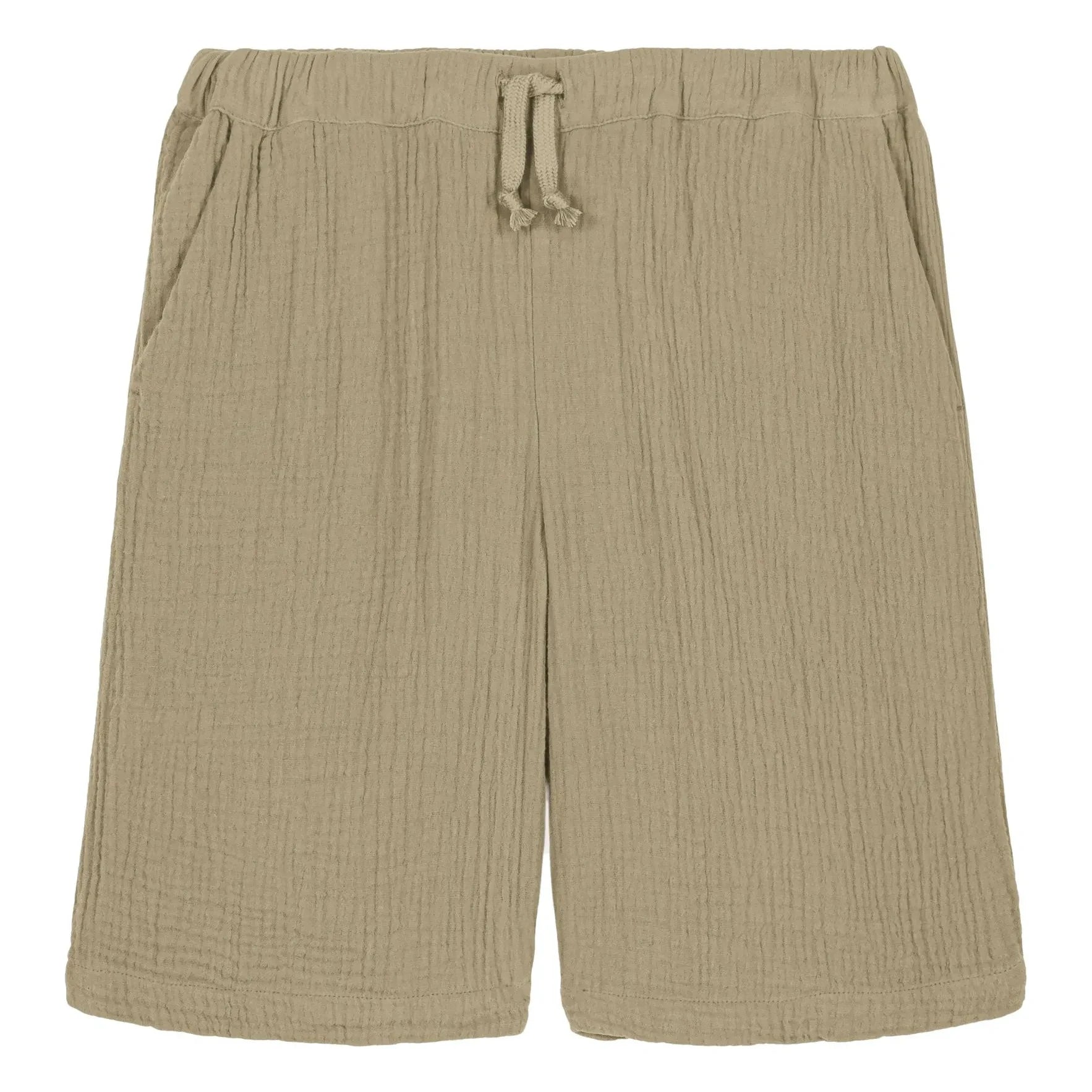 Studio Bohème - Basile Waffle Bermuda Organic Cotton Gauze | Khaki