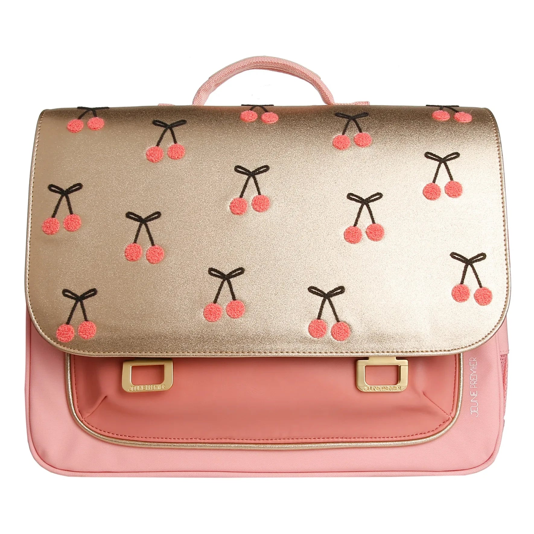 Jeune Premier - Midi Cherry Pompom School Bag | Gold