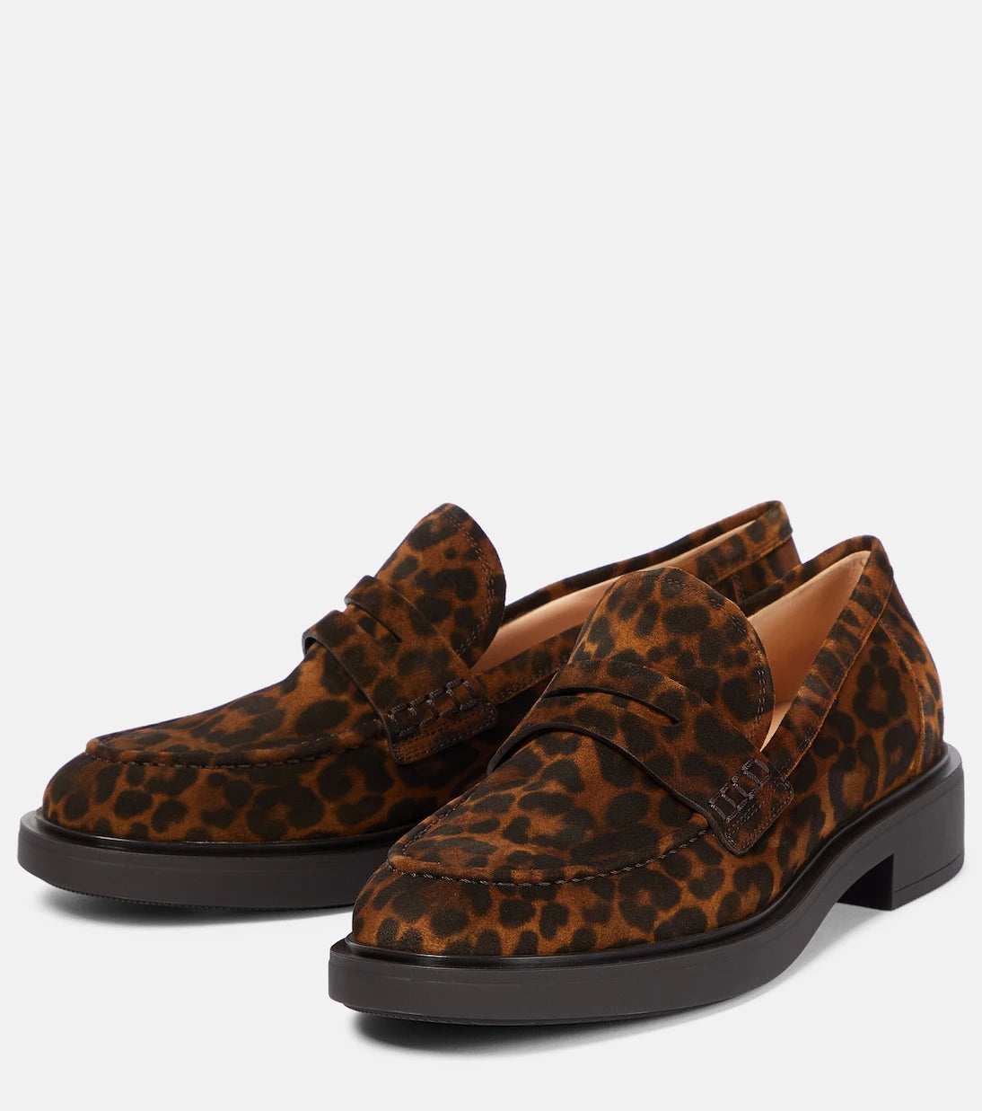 Gianvito Rossi - Harris leopar desenli süet loafer