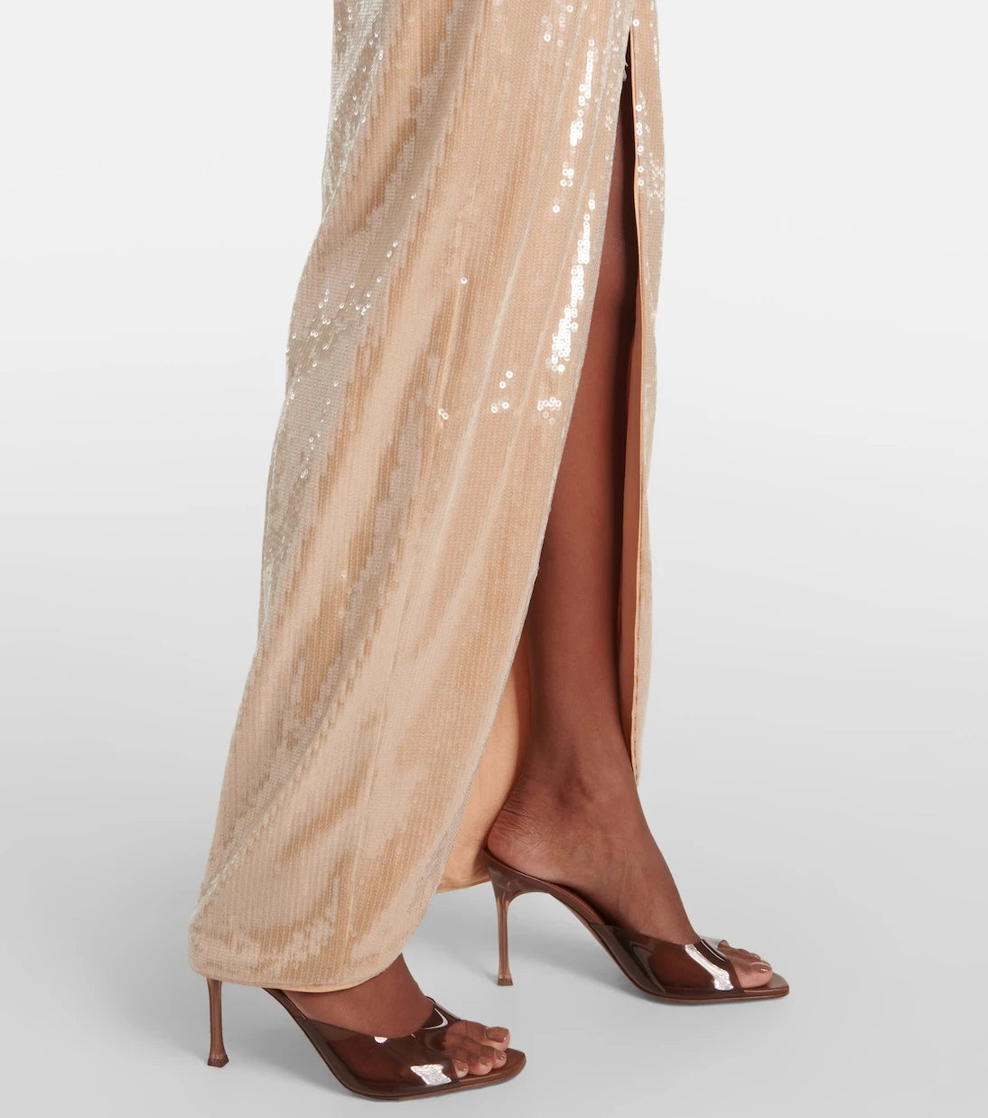 Self-Portrait - Floral-appliqué sequined gown