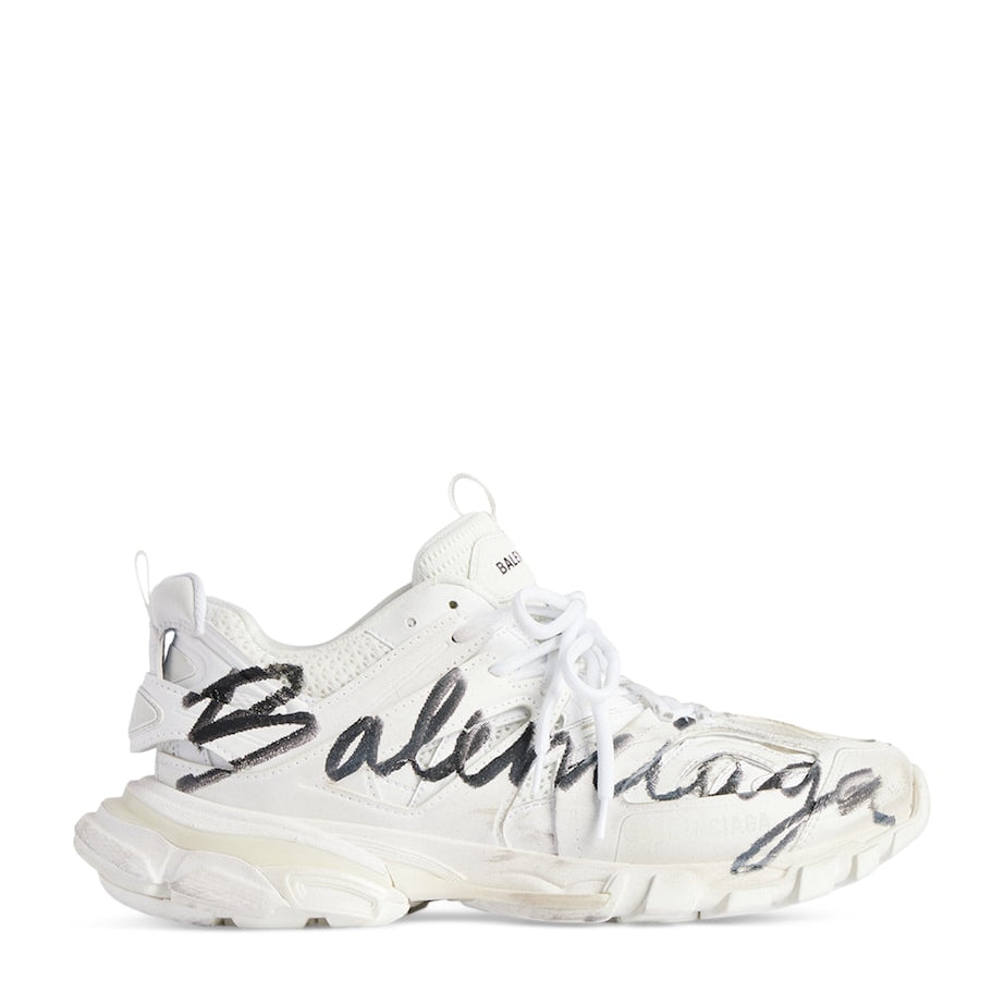Balenciaga White Track Signature Sneakers