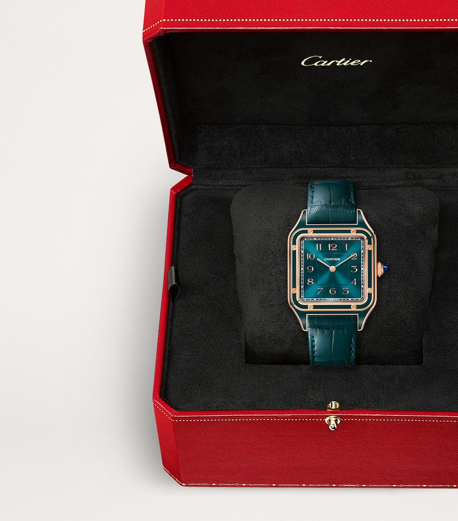 Large Rose Gold and Sapphire Santos-Dumont Watch 43.5mm