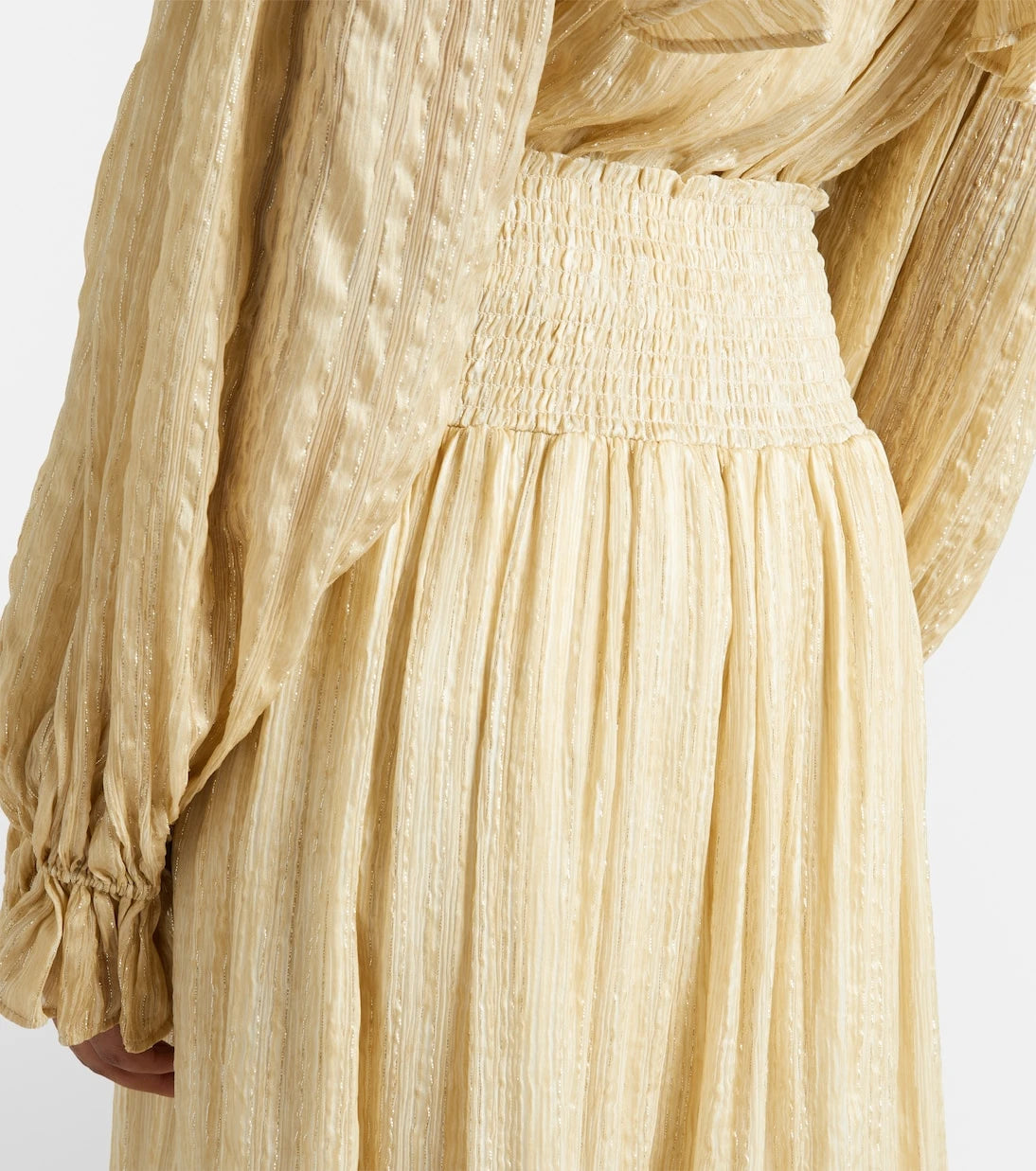 Xu Zhi - Gathered striped silk-blend maxi skirt