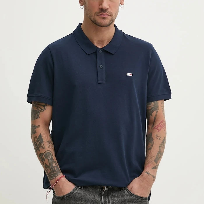 Tommy Jeans тениска с яка мъжка от памук