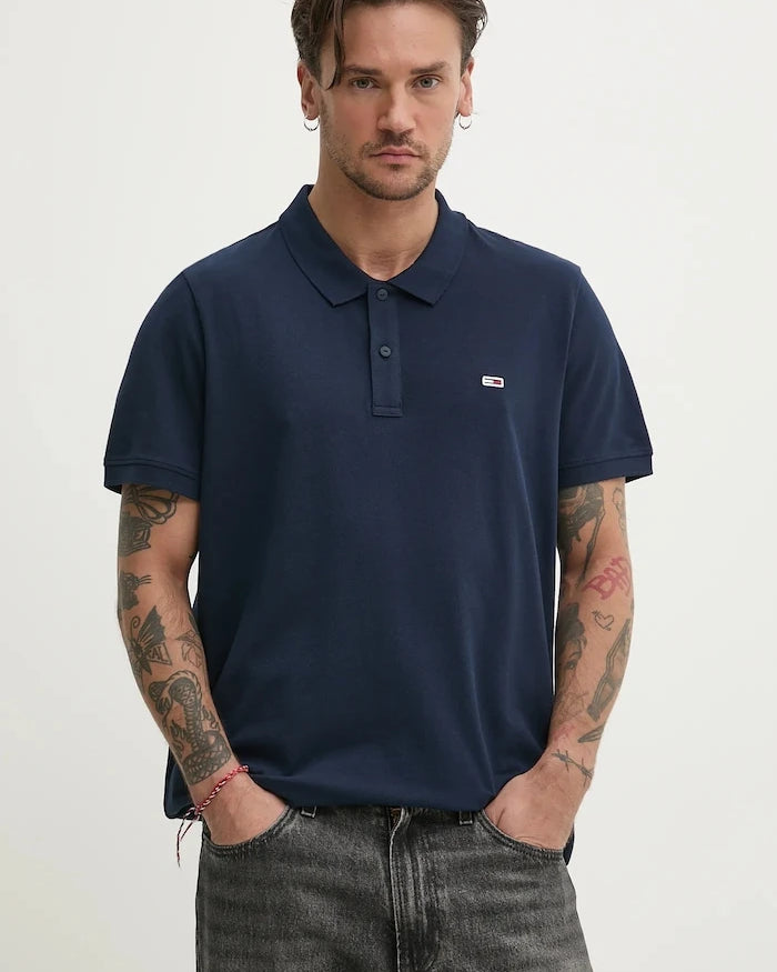 Tommy Jeans erkek pamuklu yakalı tişört