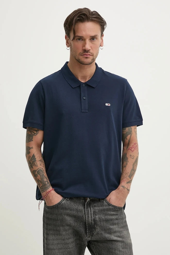 Tommy Jeans тениска с яка мъжка от памук