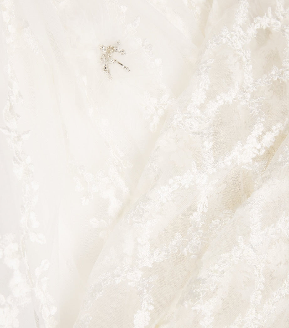 MAISON AVA White Embellished Dress with Cape (2-14 Years)