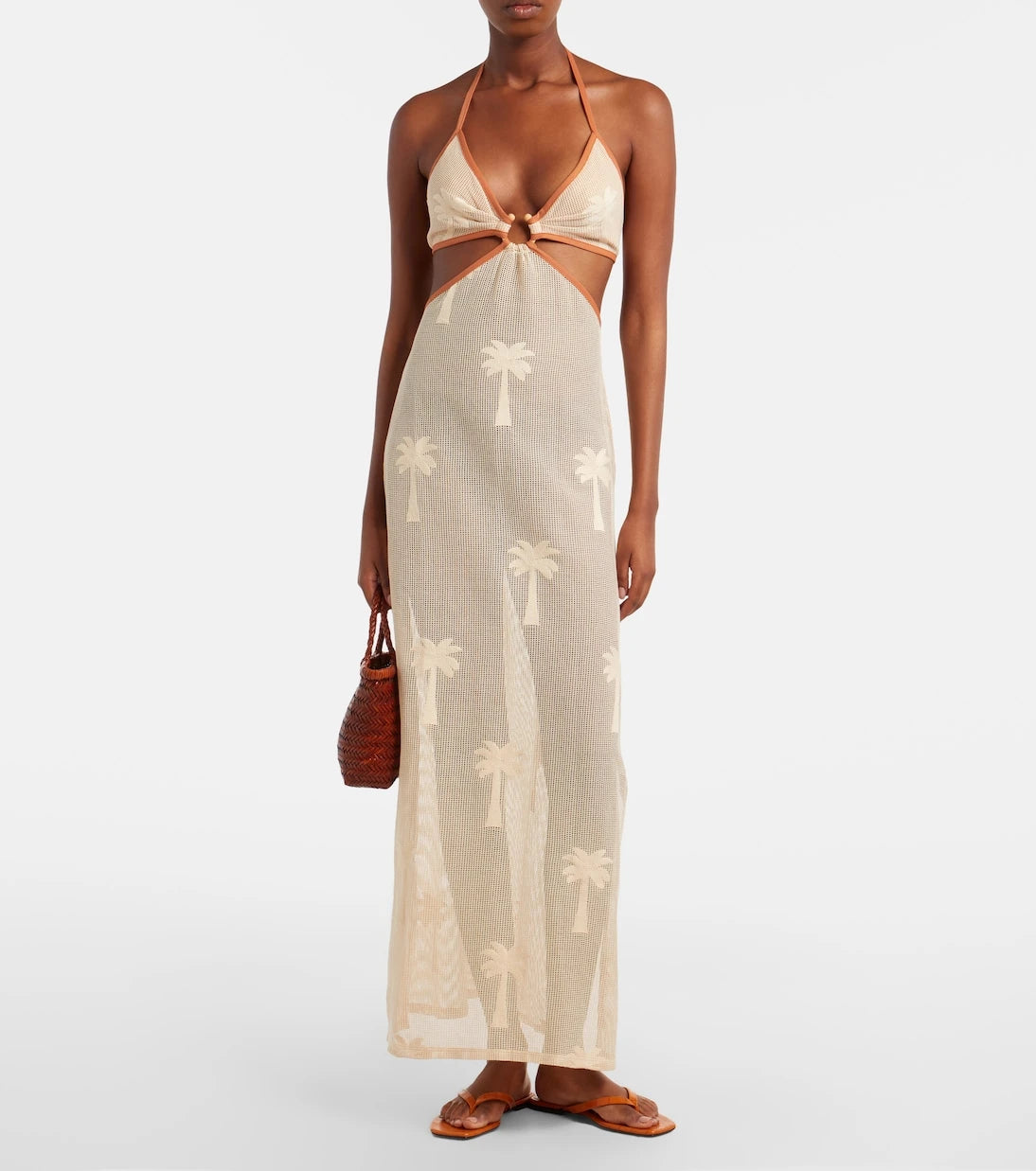 Johanna Ortiz - Embroidered cutout mesh maxi dress