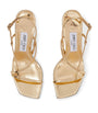 Jimmy Choo Gold Etana 80 Metallic Leather Heeled Sandals