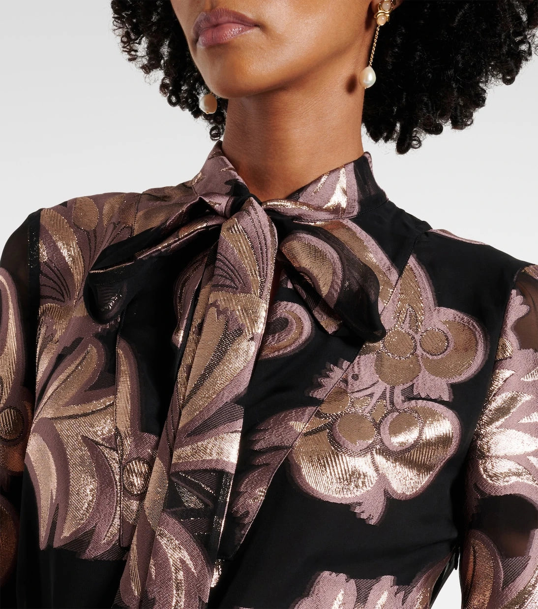 Etro - Printed tie-neck minidress