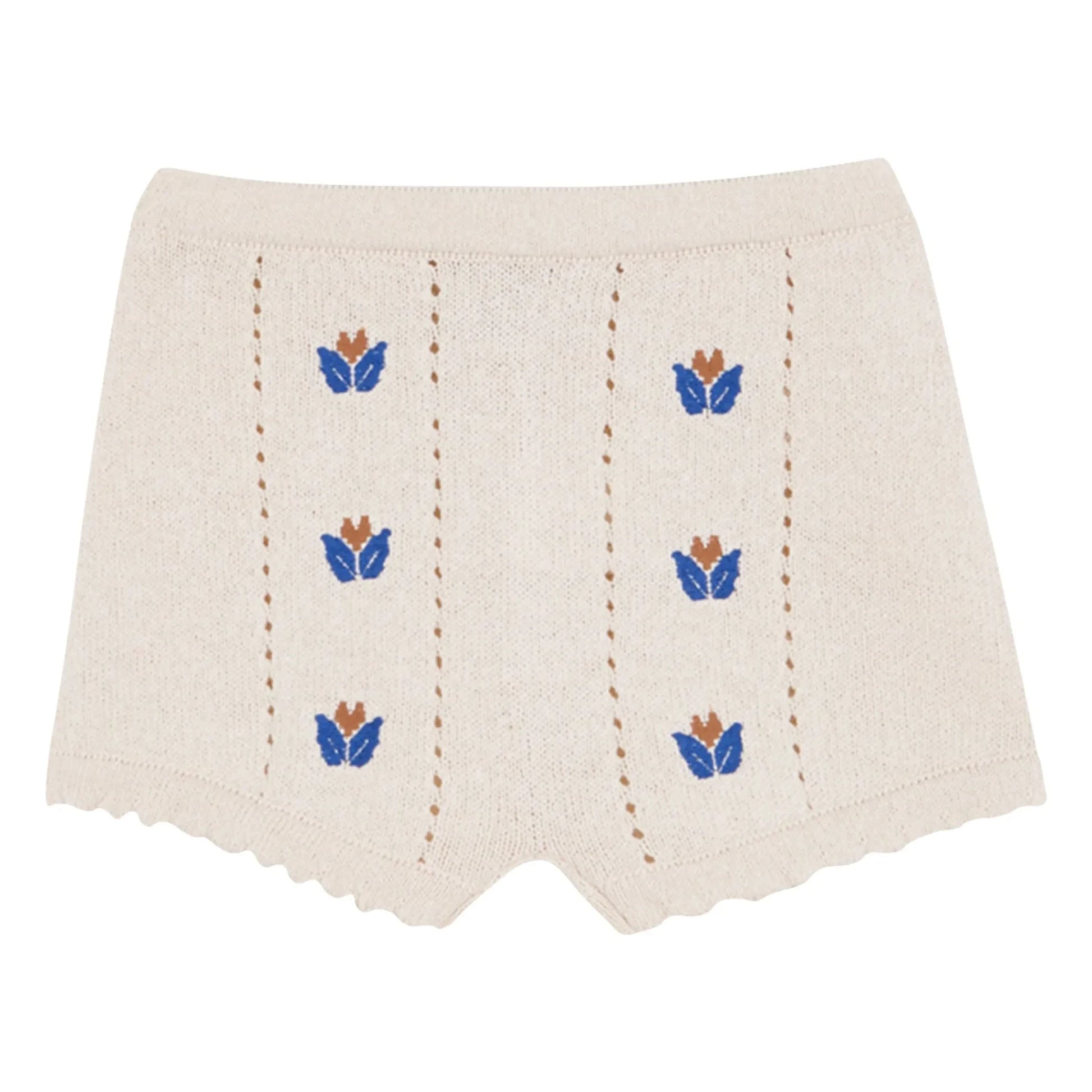 birinit - Embroidered Fine Knit Shorts | Ivory