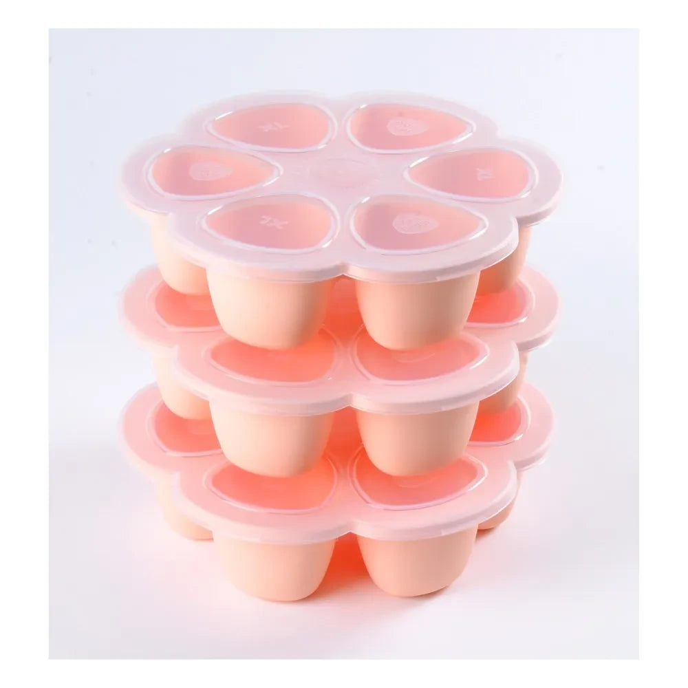 Béaba - Multiportion Silicon Plate 6x90ml | Pale Pink