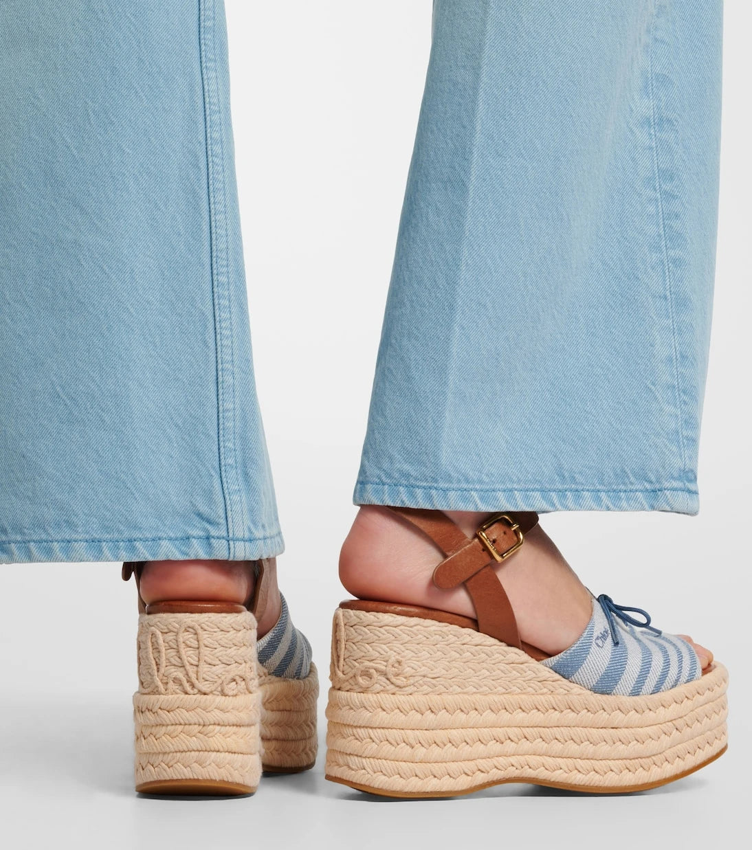 Chloé - Striped canvas espadrille wedge sandals