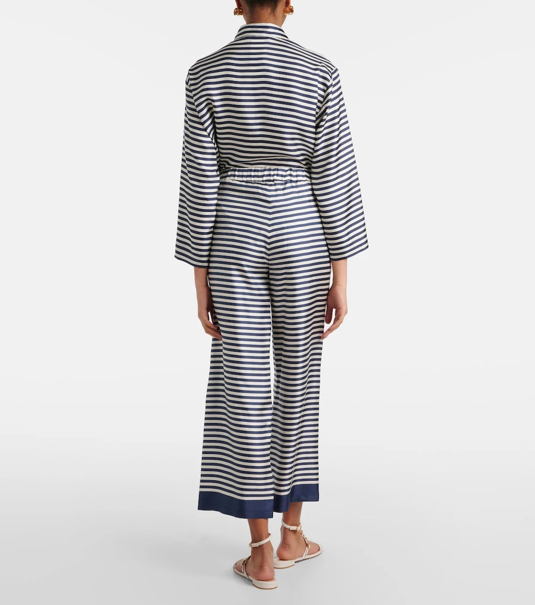 'S Max Mara - بنطال ناين واسع الساقين من الحرير المخطط