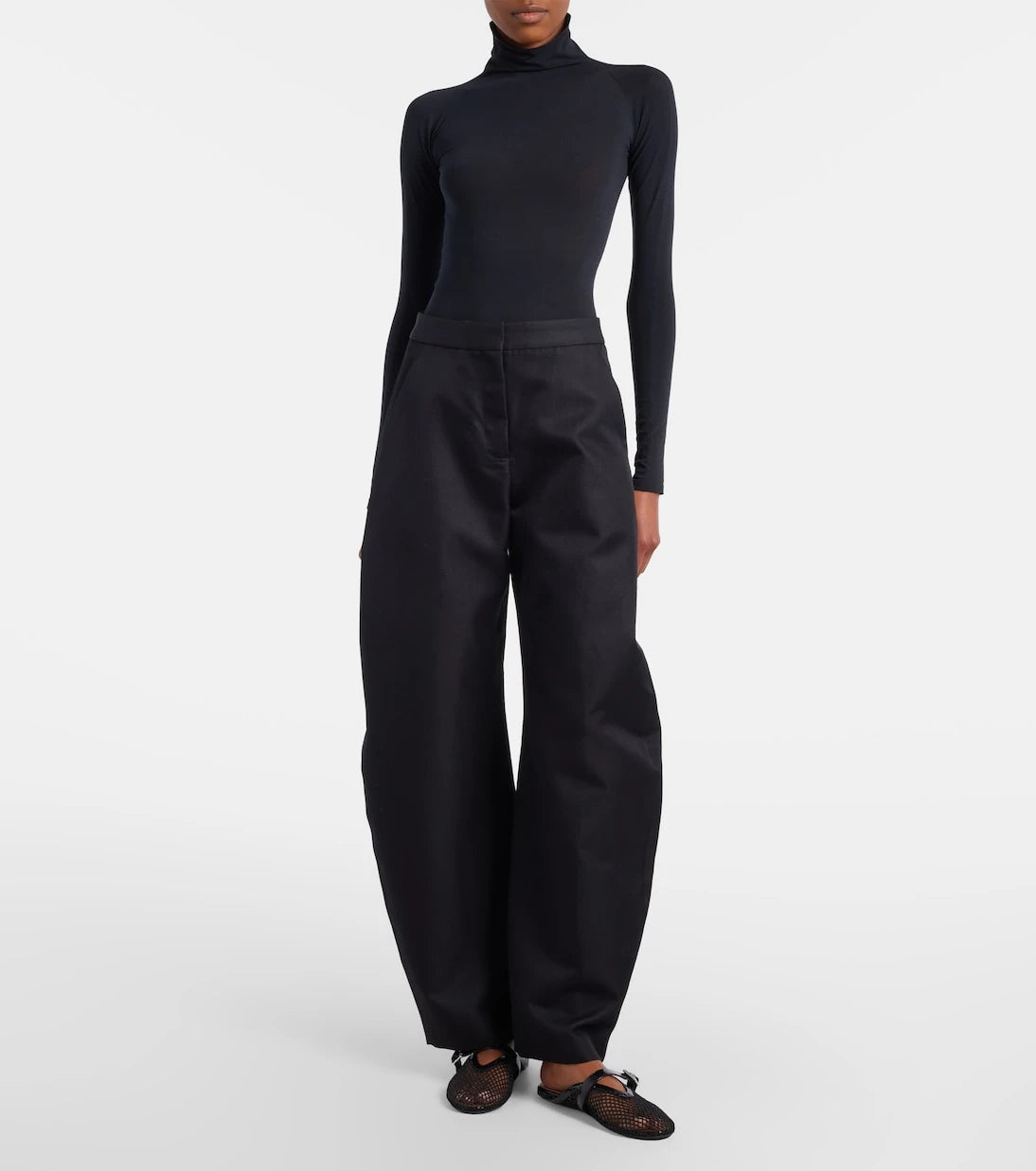 Alaïa - Fishnet leather-trimmed mules