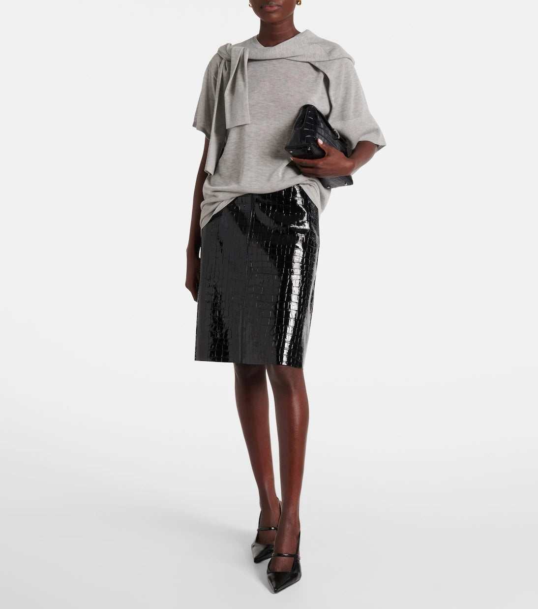 Toteme - Croc-effect leather miniskirt