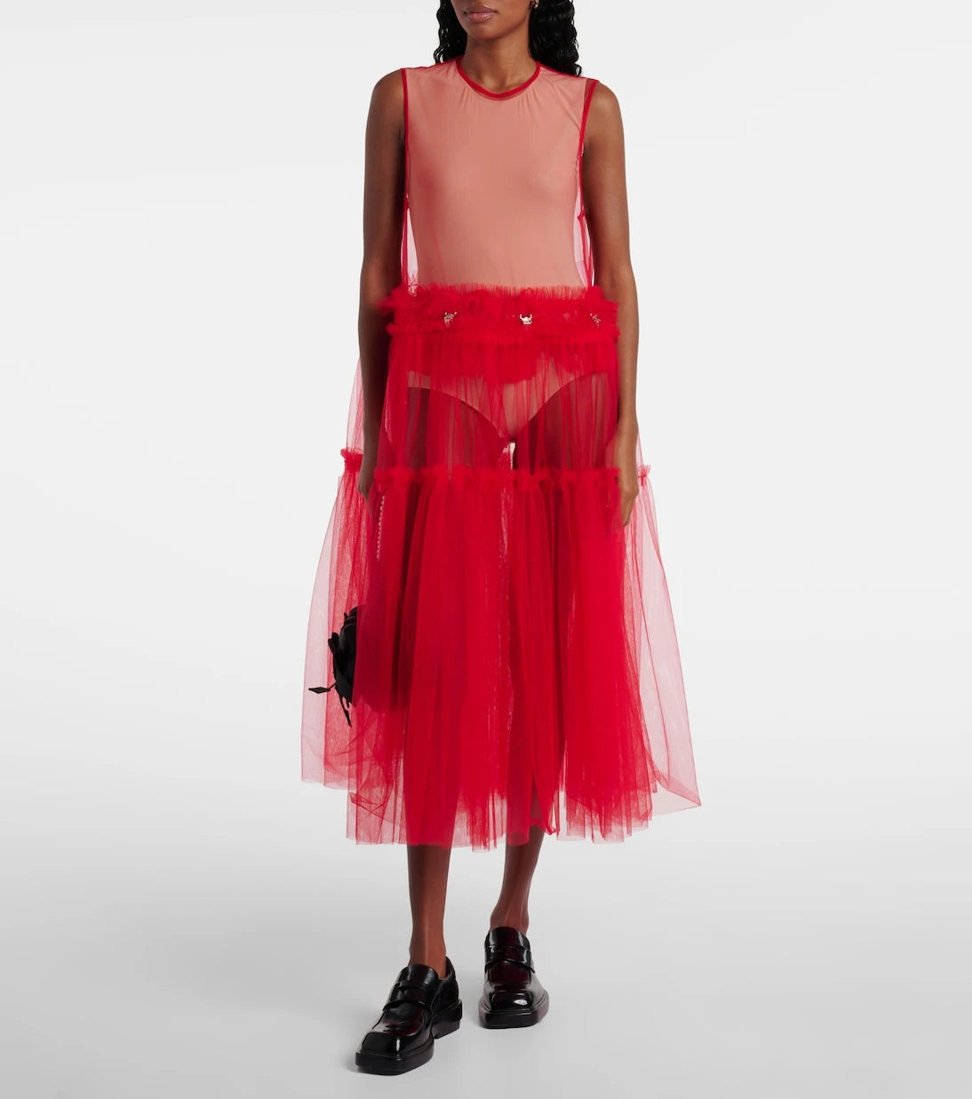 Noir Kei Ninomiya - Sheer tulle maxi dress