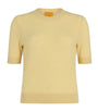 Yellow Cashmere Short-Sleeve Sweater