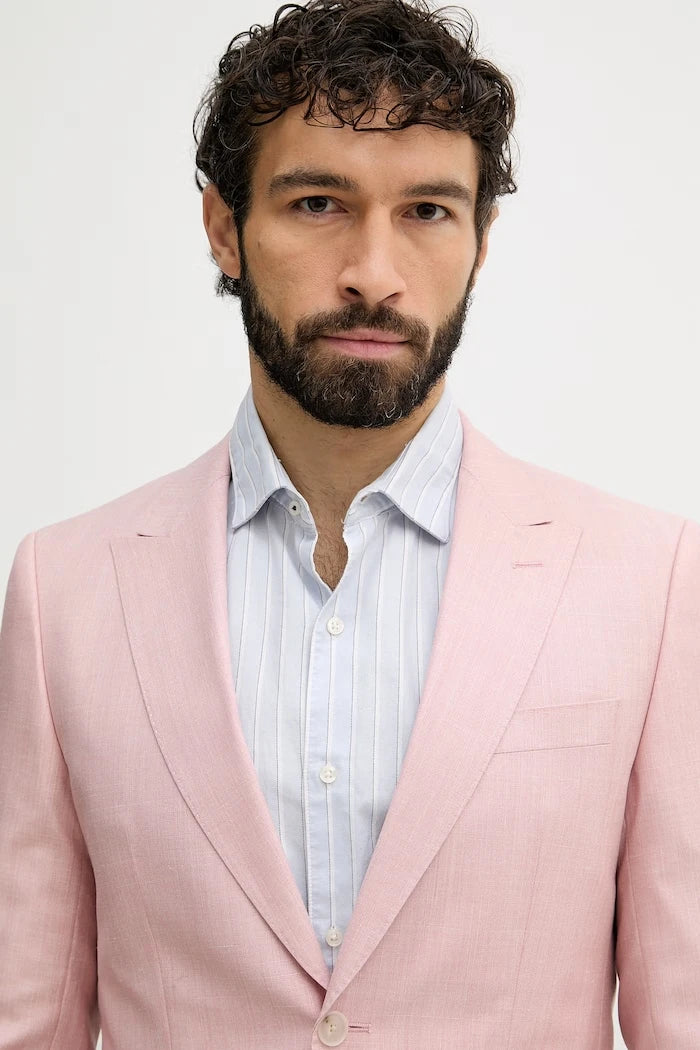 BOSS erkek yünlü tek düğmeli blazer Huge