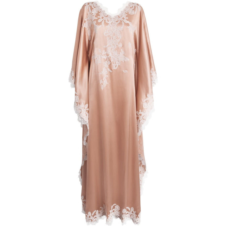 TORLOWEI Pink Silk Lace Tokoni Kaftan