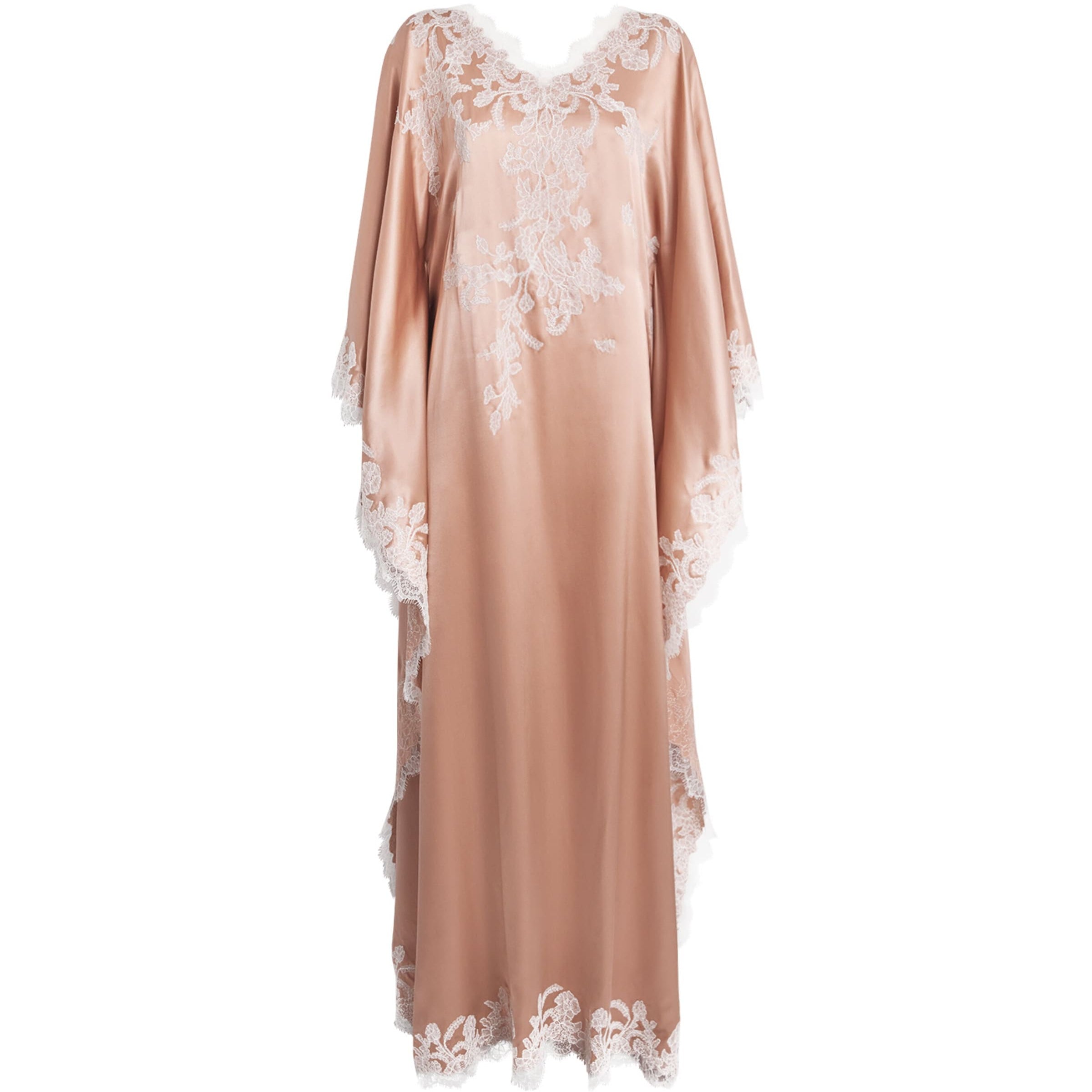 TORLOWEI Pink Silk Lace Tokoni Kaftan