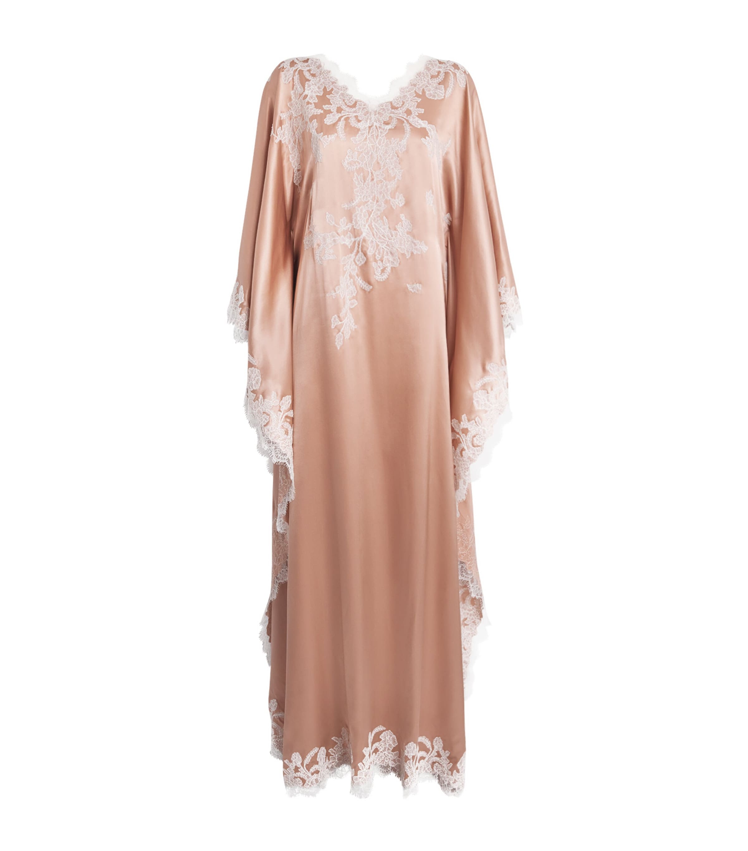 TORLOWEI Pink Silk Lace Tokoni Kaftan
