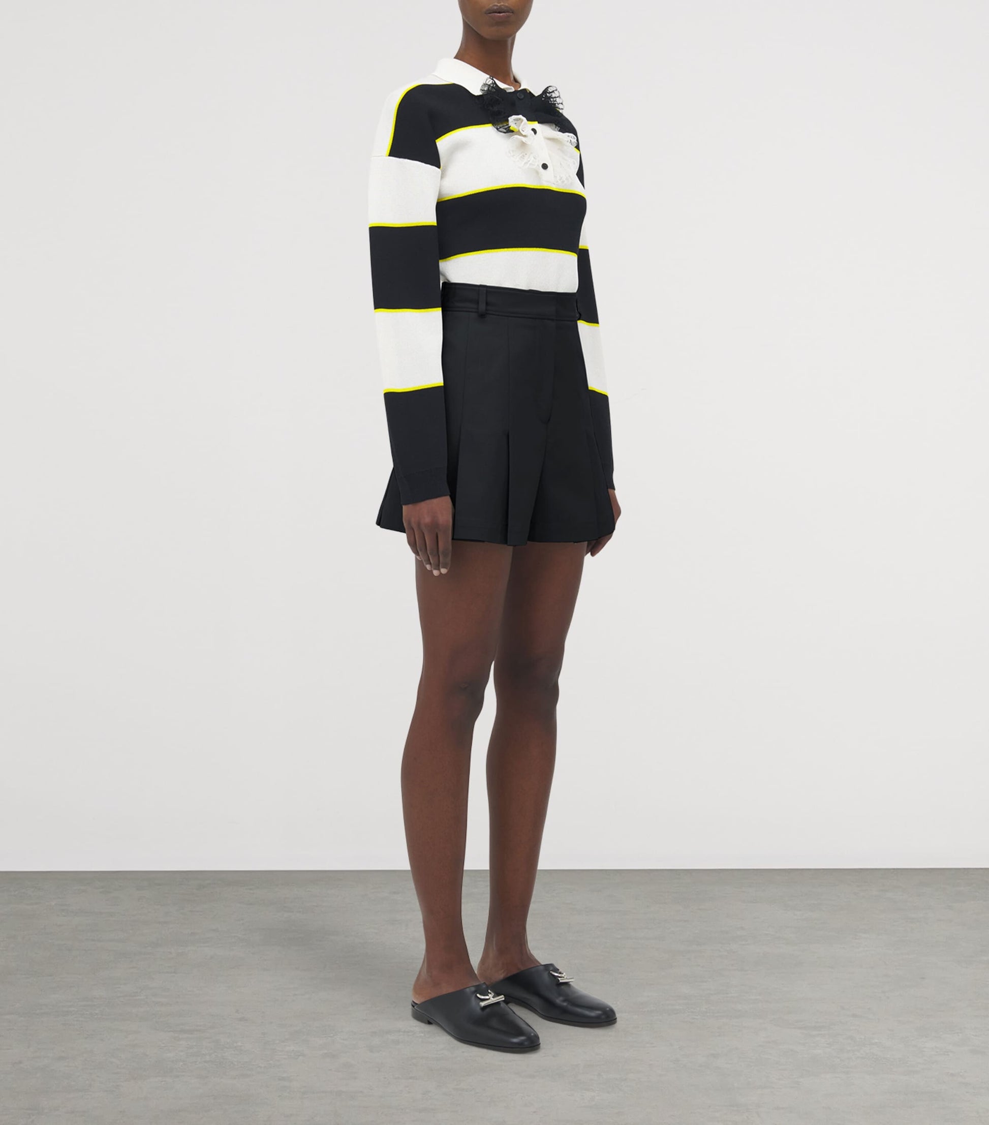 McQueen Black Wool-Mohair Pleated Shorts