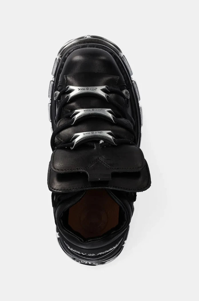 New Rock Nomada Negro + Tower Negro Lateral E14 Acero Deri Spor Ayakkabı