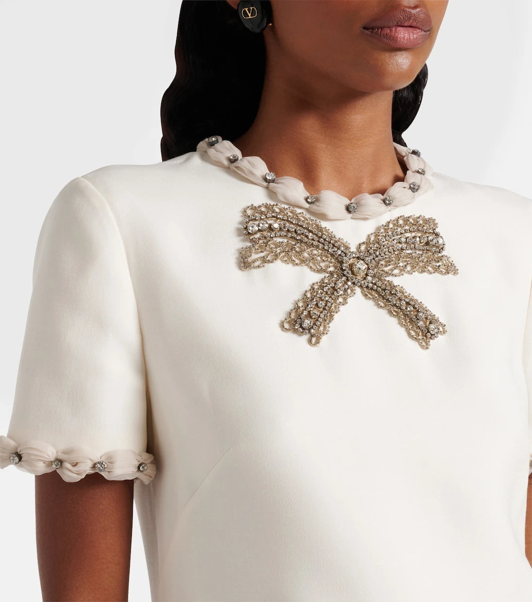 Valentino - Embellished wool and silk minidress