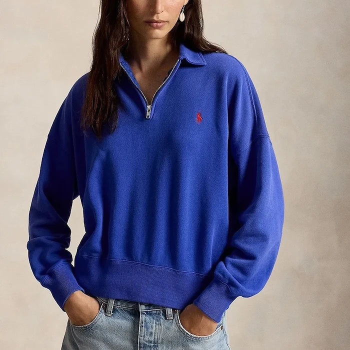 Polo Ralph Lauren kadın pamuklu fermuarlı sweatshirt