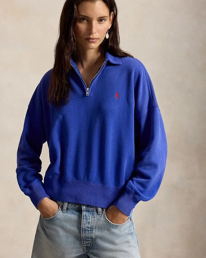 Polo Ralph Lauren kadın pamuklu fermuarlı sweatshirt