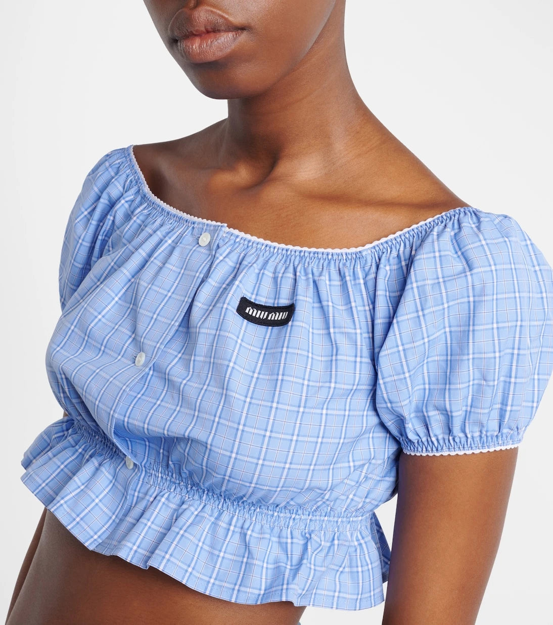 Miu Miu - Checked cotton poplin crop top
