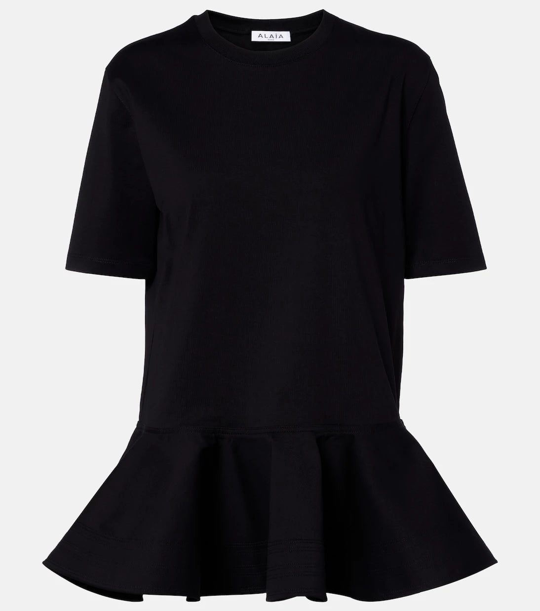 Alaïa - Peplum cotton jersey T-shirt