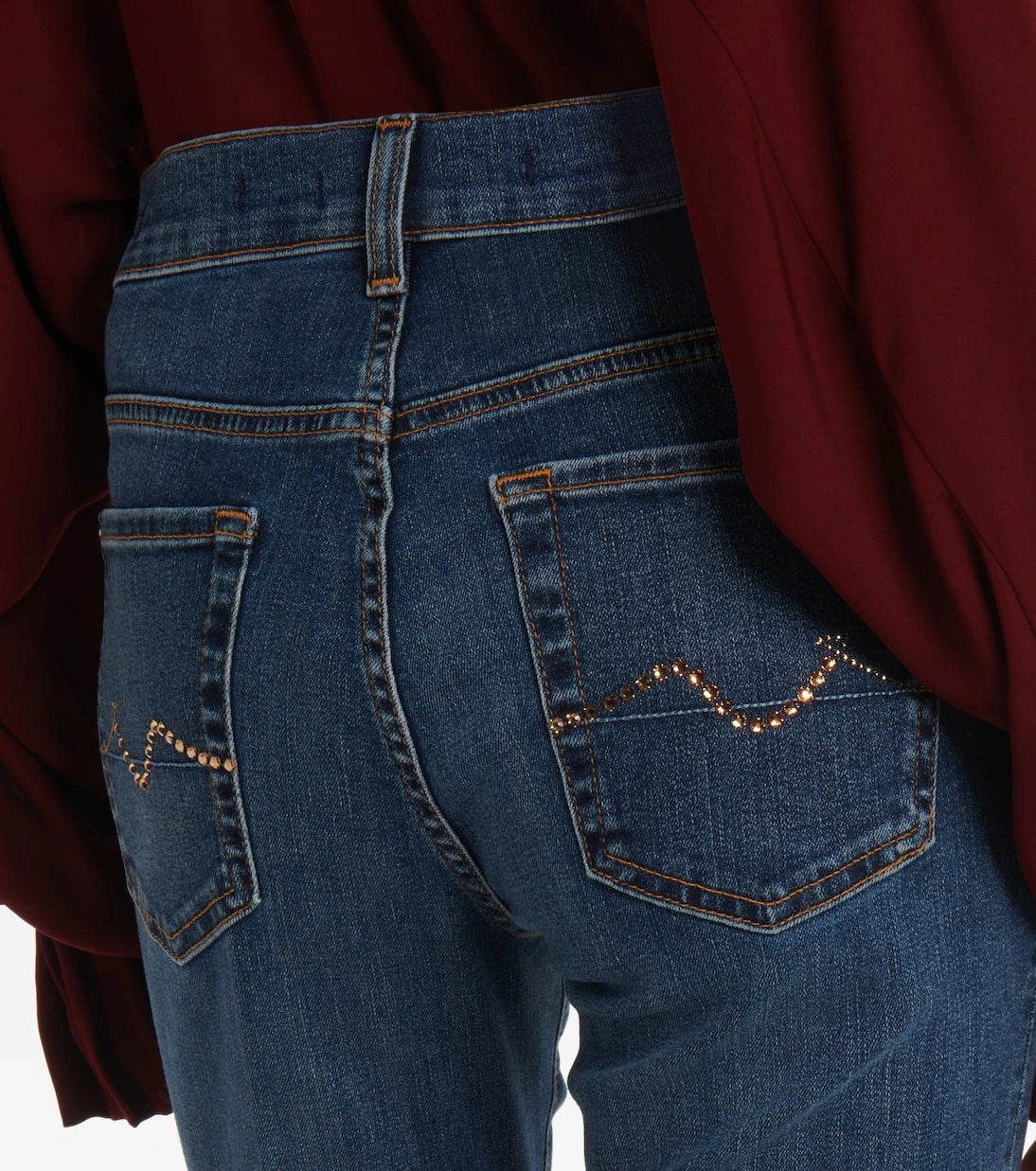 7 For All Mankind - جينز بقصّة بوت كات بخصر منخفض