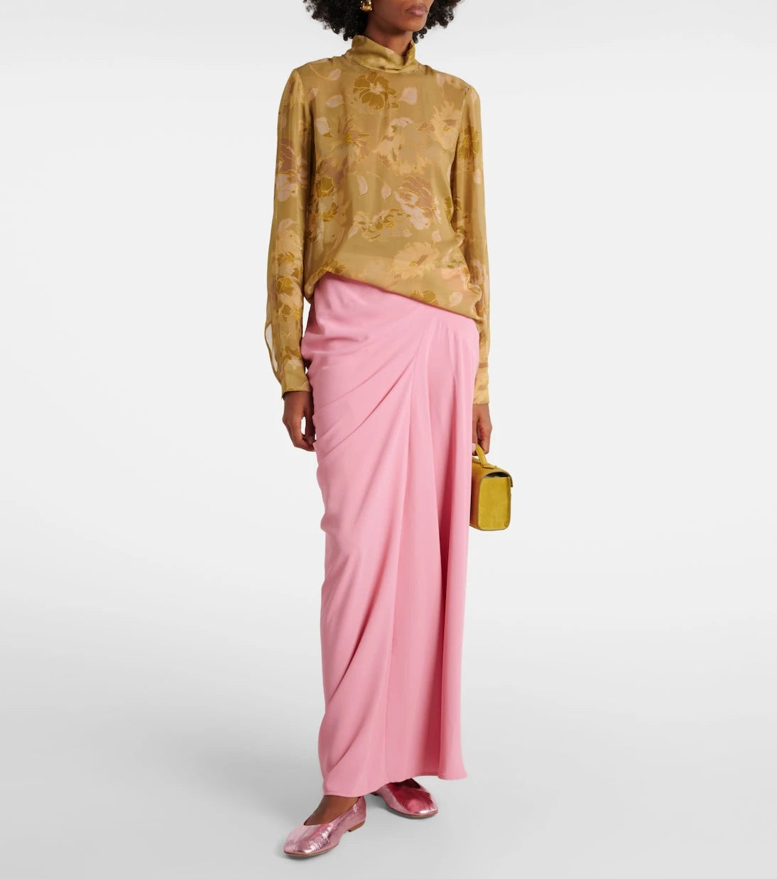 Dries Van Noten - Draped crêpe maxi skirt