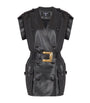 Balmain Black Leather Belted Mini Dress