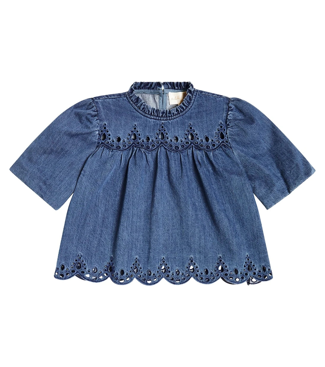 Petite Amalie - Smocked cotton chambray shirt