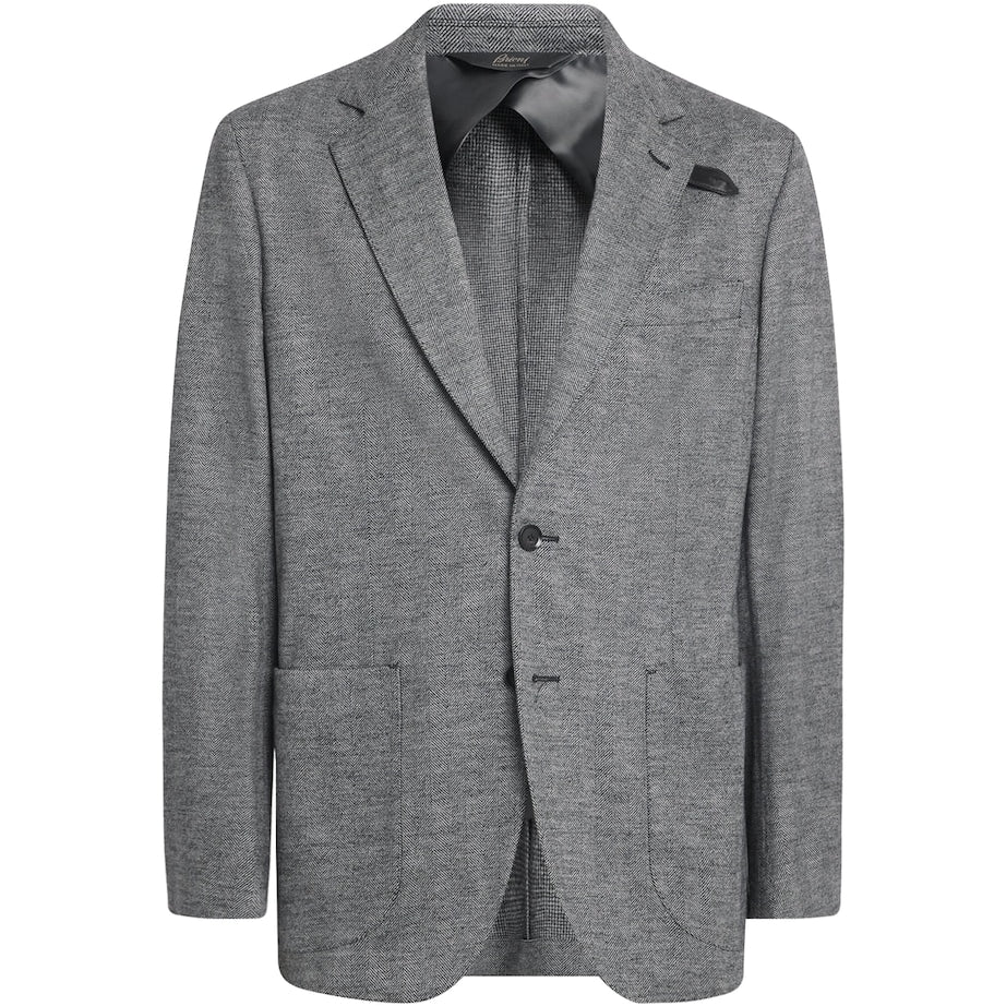 Grey Wool Single-Breasted Blazer