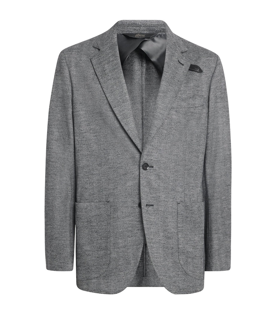Grey Wool Single-Breasted Blazer