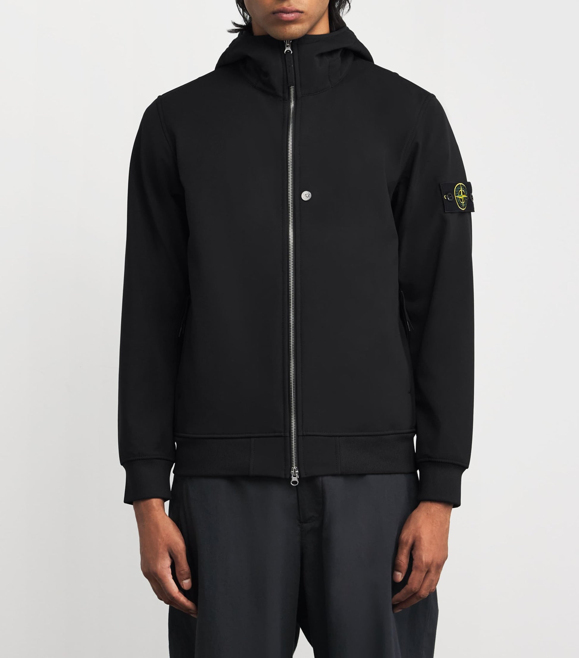 Stone Island Black Soft Shell Bomber Jacket