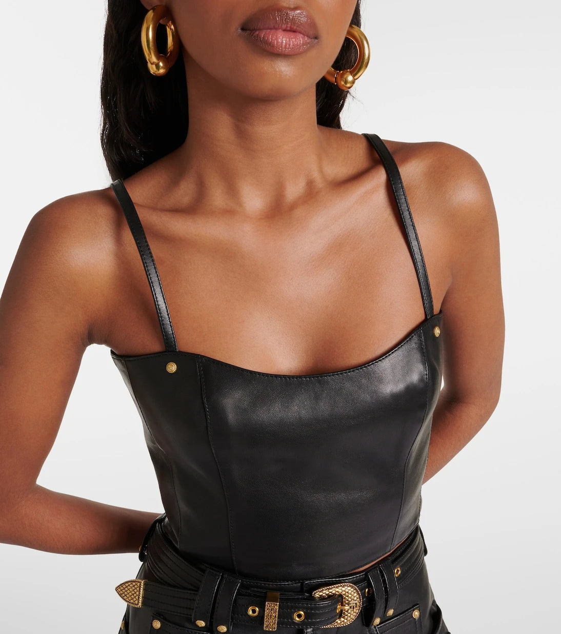 Balmain - Deri kısa üst