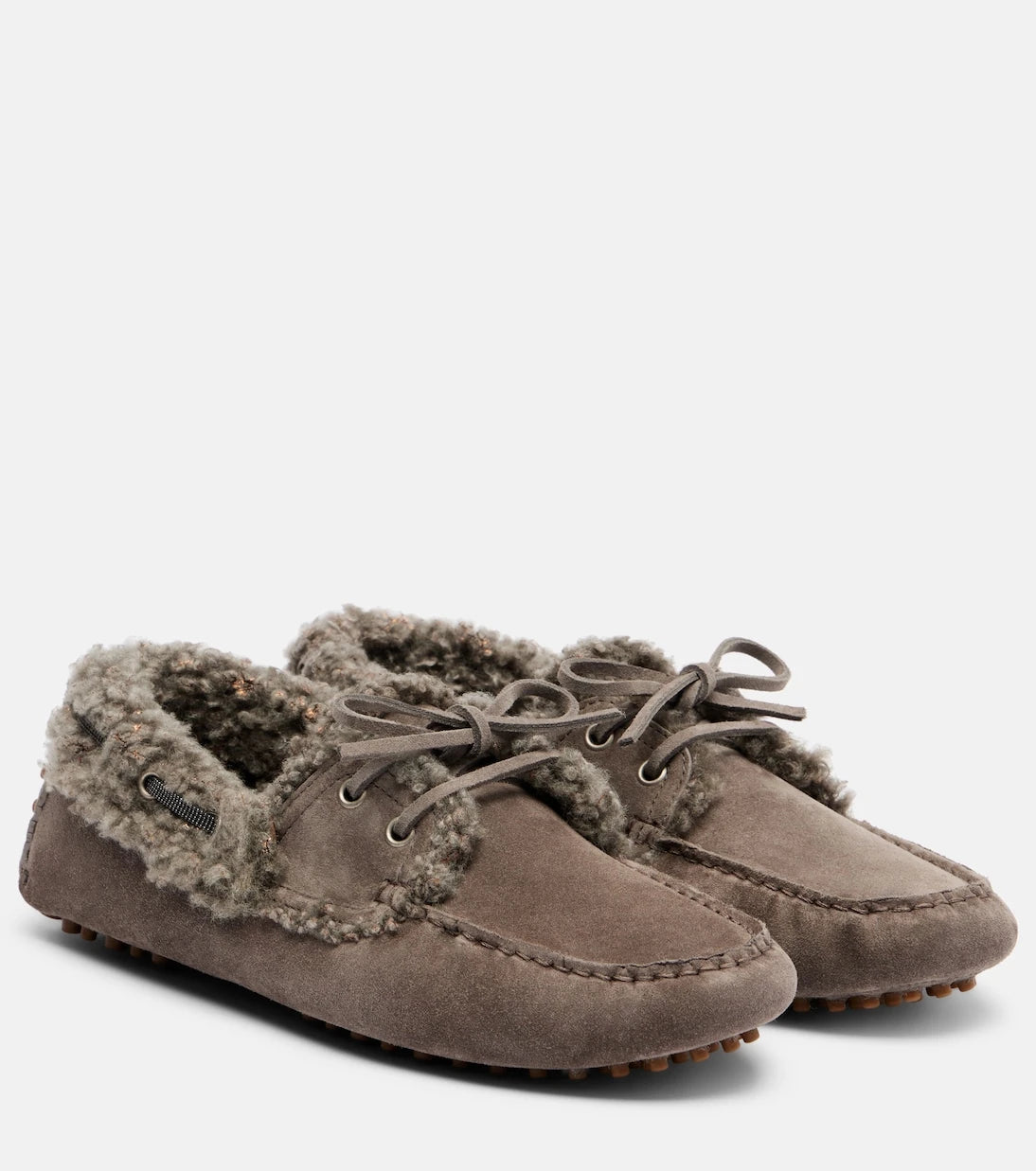 Brunello Cucinelli - Monili shearling-trimmed suede moccasins