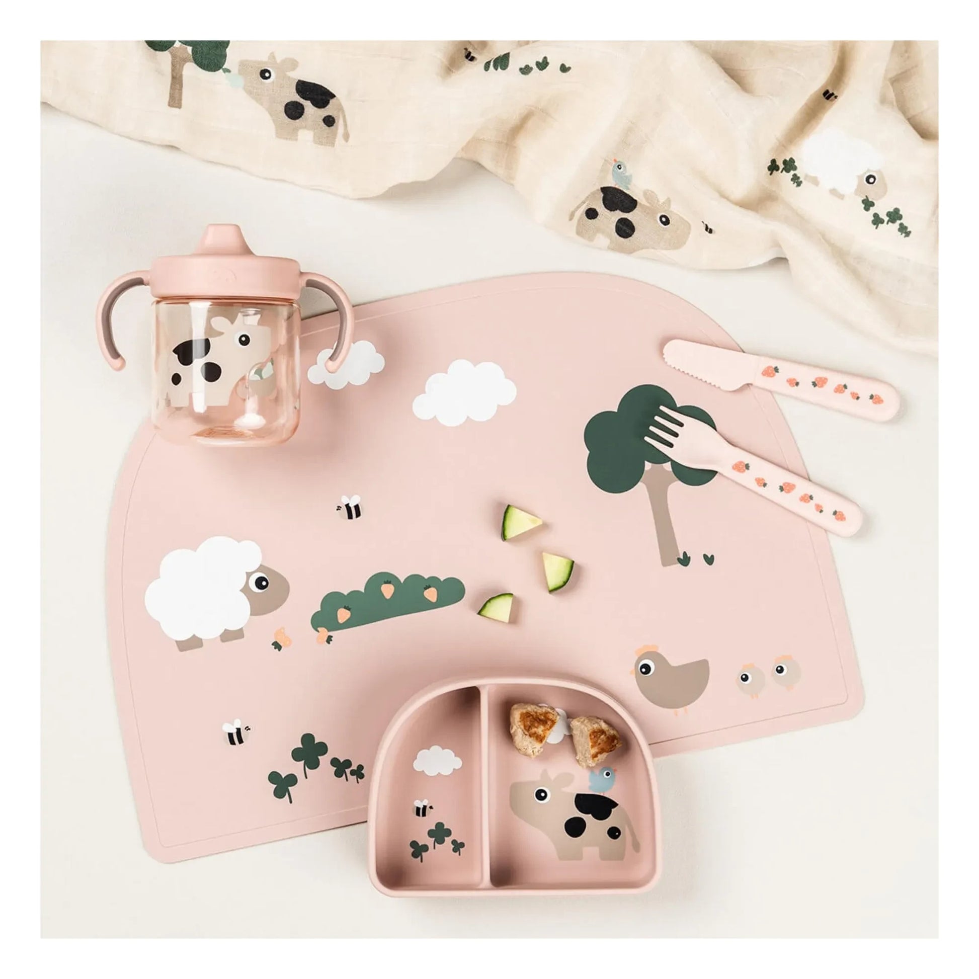Done by deer - Tiny Farm tritan learning mug | Pink